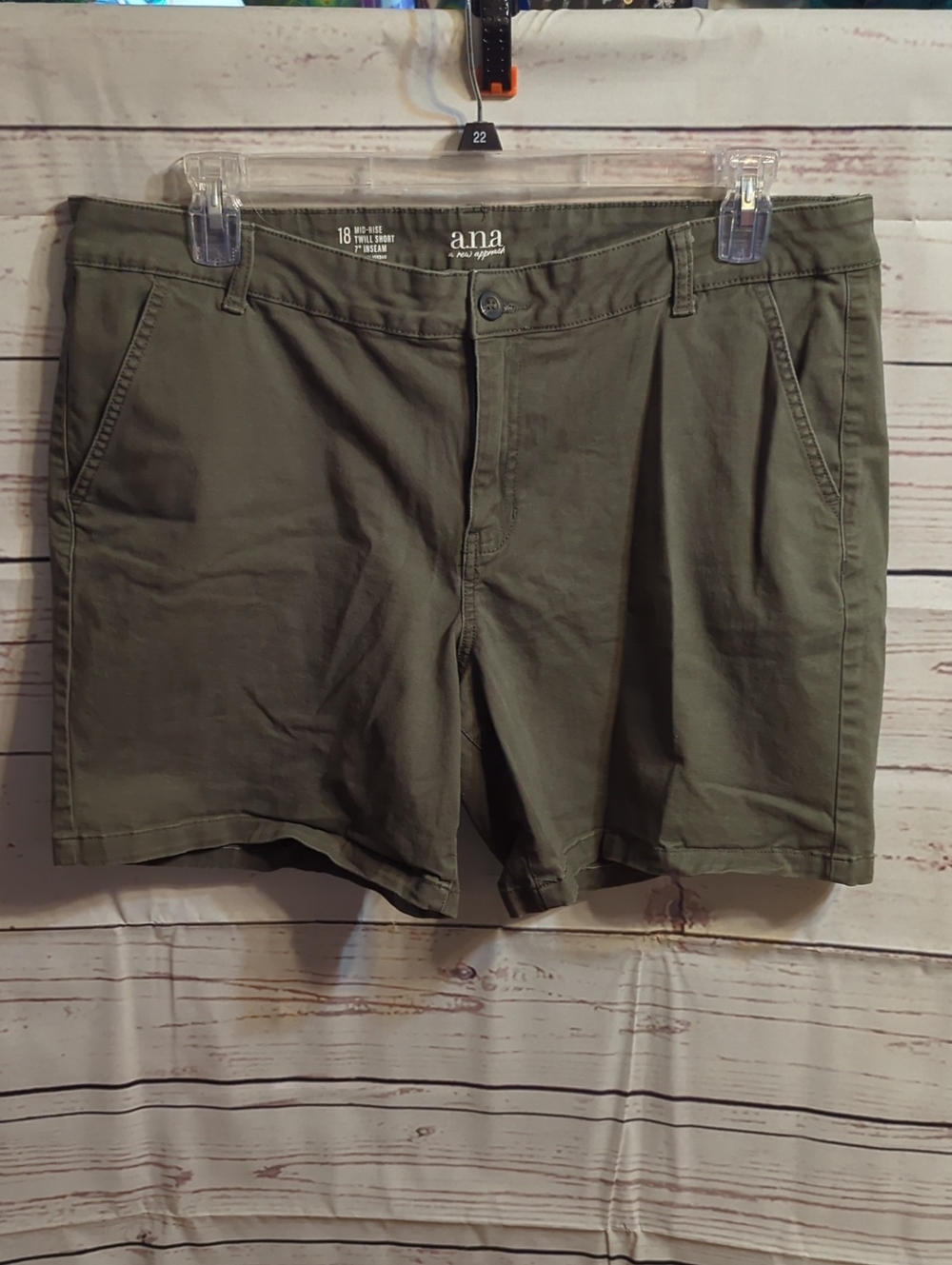a.n.a Olive Green Flat-Front Women's Twill Shorts